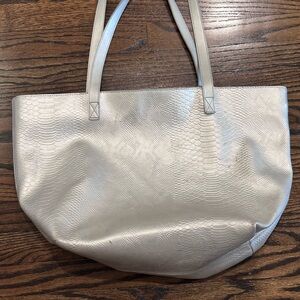 Bath & Body Works Metallic Cream Croc-Embossed Tote